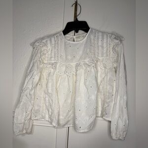 Zara Kids White Eyelet Blouse size 10